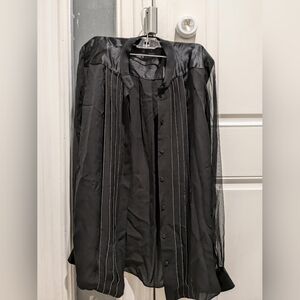 Eli Tahari 100% silk blouse with metallic microbeading. XL. Never worn with tags